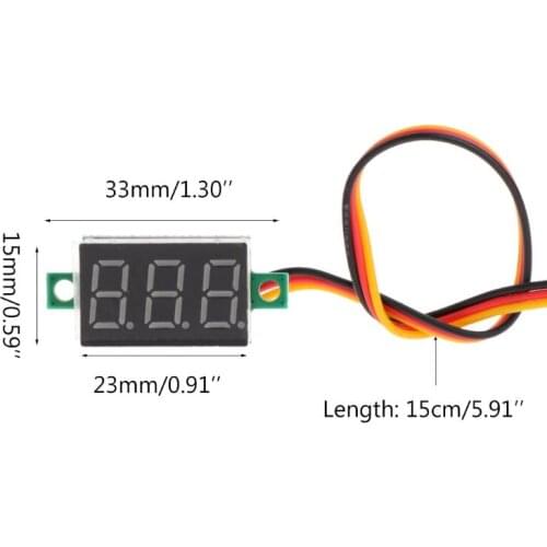 0.36\" DC 0-100V 3 bits 3 wires Digital Voltmeter LED Display Panel Voltage Meter 62KC