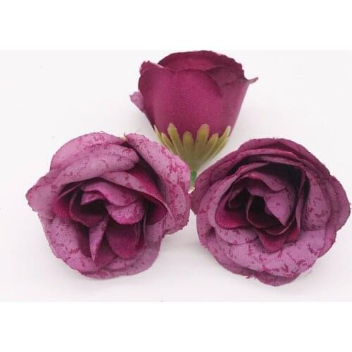 10pcs 4cm Silk Rose Artificial Flower Wedding Home Furnishings DIY Wreath Sheets Handicrafts Simulation Cheap Fake Flowers