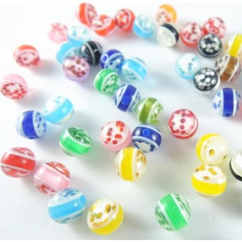 8mm 400pcs Mixed color loose Round Transparent Two-tone stripe Sequin Resin Beads For Bracelet bangle Jewelry Making Accessories