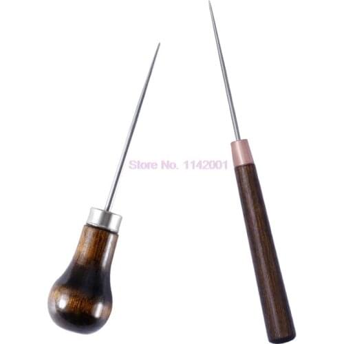500pcs Solid Wood Handle Drillable Awl Leather Craft Cloth Professional Stitching Sewing Repair Tools