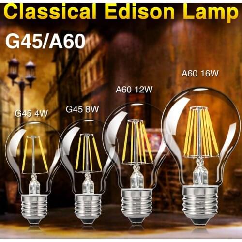 6pcs Dimmer E27 220V G45 A60 Retro Filament LED Bulb Lamp Global Light Chandelier Night Light Indoor Home Shop Office Decoration