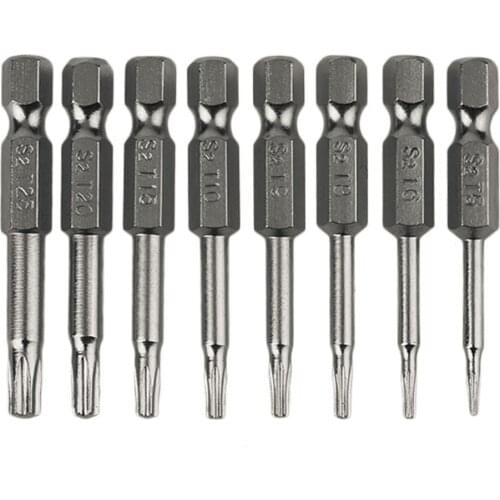 8Pcs Professional and Practical Magnetic Torx Screwdriver Bits Set Electric Screwdriver 50mm Length Best Tool