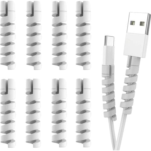 8PCS Cable Protector Spiral Phone Charge Cable Saver Headphone USB Cord PC and Notebook Cable Protector Fit for All Cell Phone