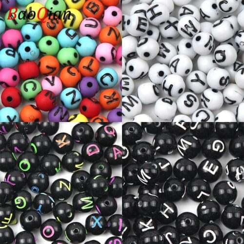100Pcs/lot 8mm Random Letter Alphabet Beads Acrylic Loose Round Ball Spacer Beads For DIY Necklace Bracelet Jewelry Making
