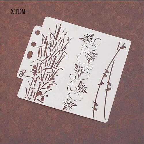 Bamboo leaves plastic mold shield DIY cake scrapbook stencils hollow Embellishments printing lace ruler Valentines Day