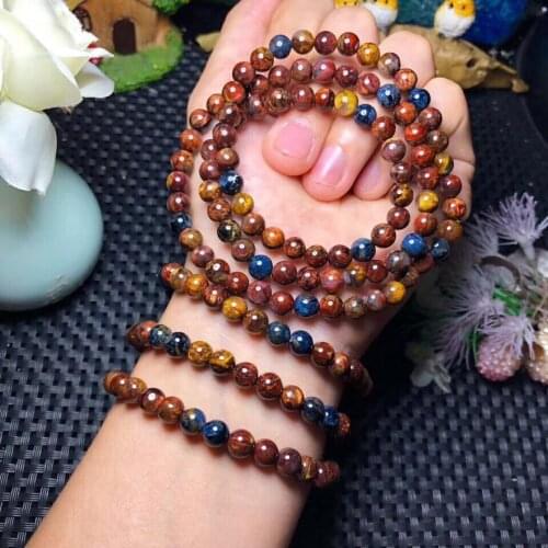 6mm Top Natural Blue Red Pietersite Bracelet For Woman Men Lucky Firework Stone Namibia 3 Laps Round Beads Stretch Jewelry AAAAA