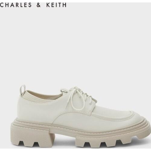 CHARLES&KEITH New Arrival for Autumn 2021 CK1-70900333 Lace-up Square Toe Platform Derby Shoes