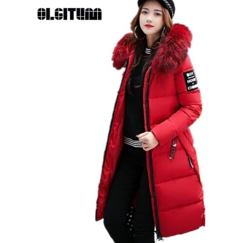 Long Winters Jacket Coat Slim Thick Womens Warmer Parkas Large Size M-4XL Girls Cotton Jacket Solid Parka CC698