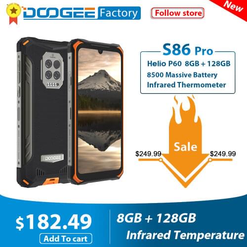 DOOGEE S86 Pro Smartphone 8GB+128GB Infrared Thermometer 8500mAh Mobile Phone Octa Core Global Bands IP68 Rugged Cellphone