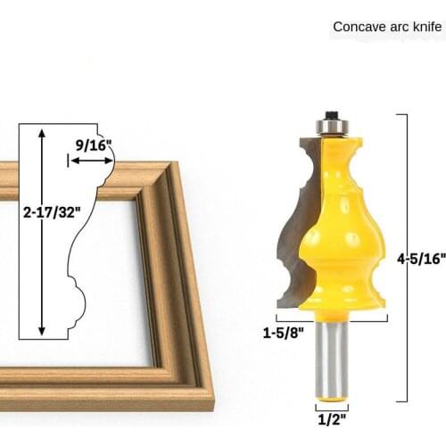 1pc 1/2" Shank Large Elegant Picture Frame Molding Router Bit door knife Woodworking cutter Tenon Cutter for Woodworking Tools