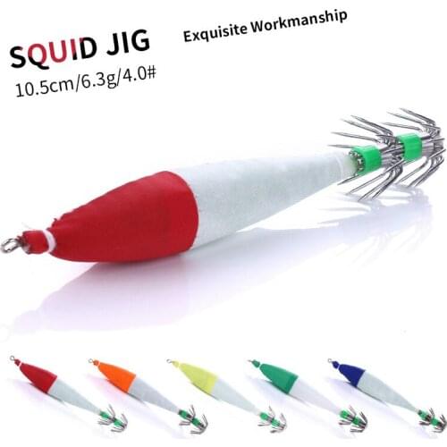 HENJIA 5pcs/lot 10.5cm 6.5g Wood Shrimp Lure Squid Jig Lures with Hook Luminous Lifelike Simulation Artificial Hard fishing lure