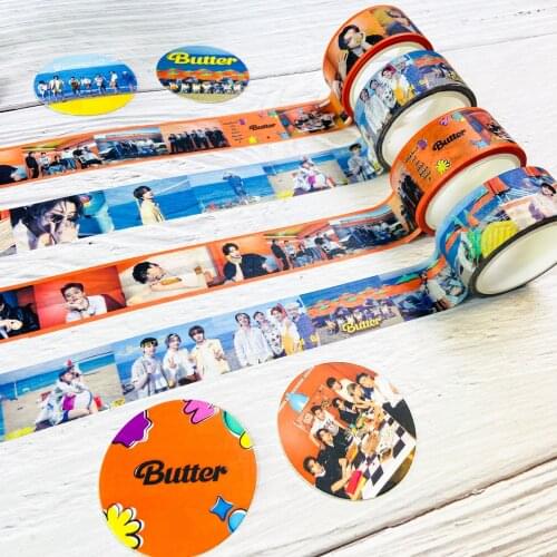 Kpop Washi Tapes Stickers Bangtan Boys Butter New Ablum Korean Group Decorative Scrapbooking Diary Book Adhesive Paper Tapes