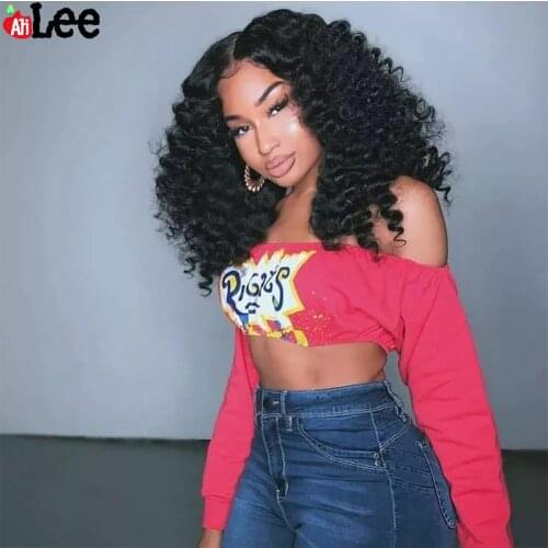 Kinky Loose Wig Transparent Loose Wave Wig Lace Frontal Wig Peruvian 250 Density Pre Plucked Lace Front Human Hair Wig For Women