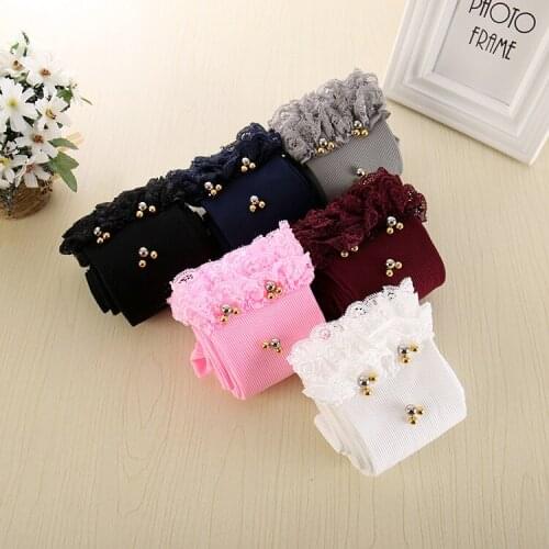 Girls Leggings Autumn And Winter New Bottoming Children Pants Casual Beaded Lace Solid Color Stretch Pantyhose Dance Socks