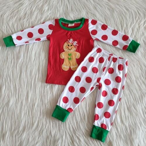 Lovely Boutique childrens baby Girls pumpkin embroidery Bear Pajamas sleep wear boutique long sleeve trousers suit wholesale