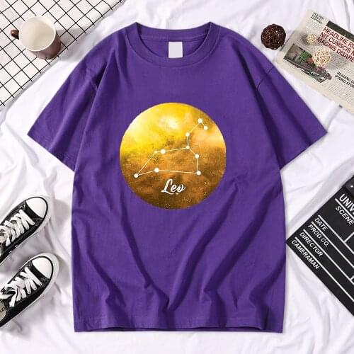 12 Constellation Leo Printing Man T-Shirts Funny Cool T-Shirt Summer Harajuku Cool Tee Shirt Comfortable Big-Size Tshirt Men