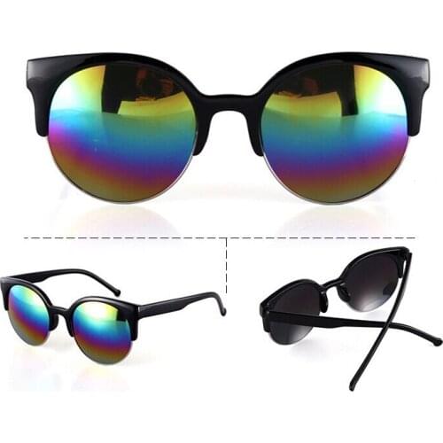 New 2015 Fashion Women Men Unisex Super Round Circle Cat Eye Sunglasses Retro Semi-Rimless UV400 Sun Glasses Vintage Glasses