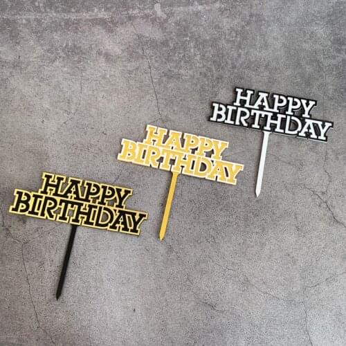 2020 New Simple Style Acrylic Happy Birthday Cake Topper Gold Birthday Cake Topper for Anniversary Borthday Party Cake Supplies