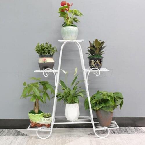 New Multilayer, Wrought Iron Flower European-style Solid Wood, Green Plant Furnishing Articles Floor Balcony Potted Shelves