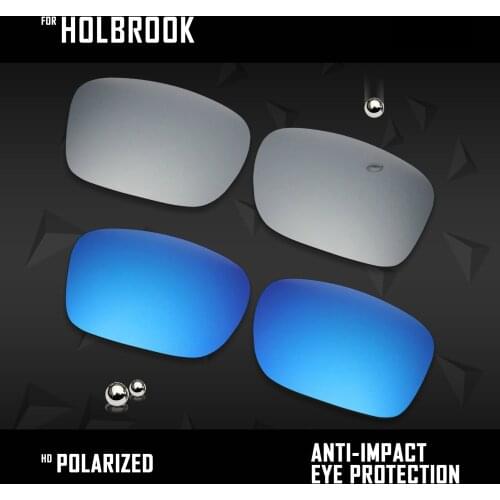 OOWLIT 2 Pairs Polarized Sunglasses Replacement Lenses for Oakley Holbrook-Sliver and Ice Blue