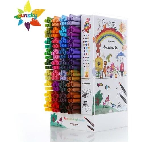 OEM Platinum Soft head watercolor brush 12/24/36 color painting set for children and students color graffiti pen art supplies