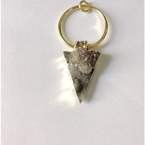 Wholeale 5pcs/lot Rainbow Agat Geode Drusy Pendant Triangle Druz Quartz Pendant,Fit Druz y Jewelry Making