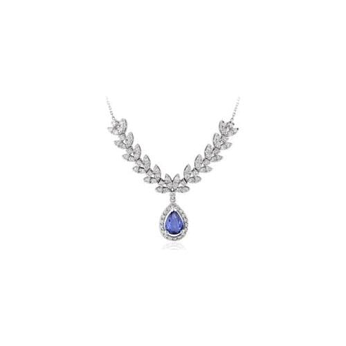Symbol Gold 1.51 Carat Diamond Sapphire Necklace Fashion Jewelry Stylish Brilliant Eye-catching Pendant For Women
