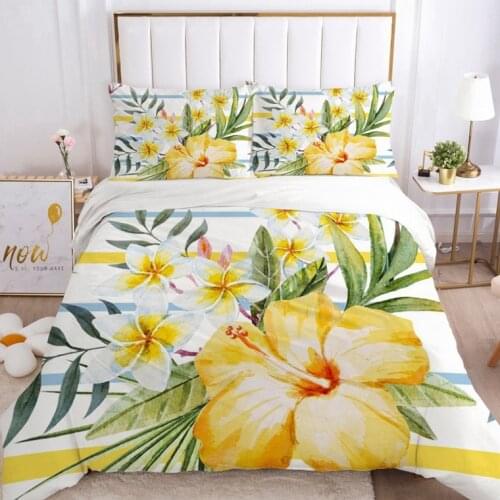 3D Duvet Cover Set Bedding Sets Double Queen Blanket Quilt Cover Country Yellow Flowers Bedclothes Bed Linings EUR UK 2-3pcs/set