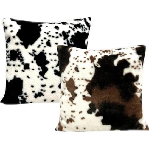 Polyester Short Plush Cushion Cover Pillowcase 45/50cm Cow Print Soft Plush Throw Pillow Christmas Pillow Case