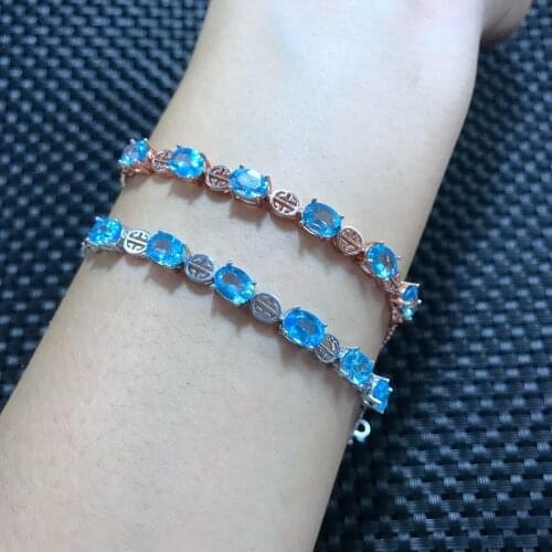 Supply 925 Sterling Silver Inlaid Natural Topaz Bracelet Single 1 Carat High Quality Simple Fashion