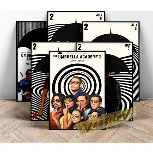 The Umbrella Academy Series Poster, Classic Teleplay Wall Picture, Black White Circle Prints, Tv Play Character Star Wall Art