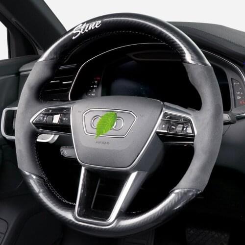 DIY Alcantara Hand Sewing Car Steering Wheel Cover For Audi a4l a6l a5 a3 q5 q3 q2l q7 Grip Cover car accessories