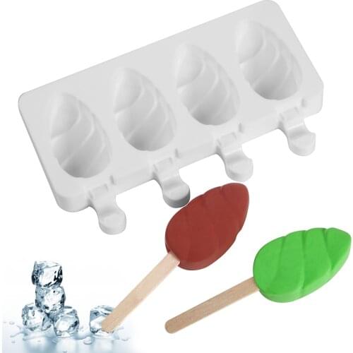 Silicone Ice Cream Mold DIY Homemade Popsicle Moulds Freezer 4 Cell Water Drop Ice Cube Tray Popsicle Barrel Makers Baking Tools