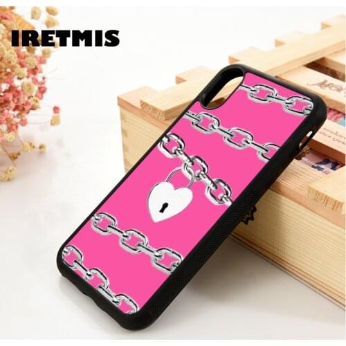 Iretmis 5 5S SE 6 6S Soft TPU Silicone Rubber phone case cover for iPhone 7 8 plus X Xs 11 Pro Max XR Pink Chains