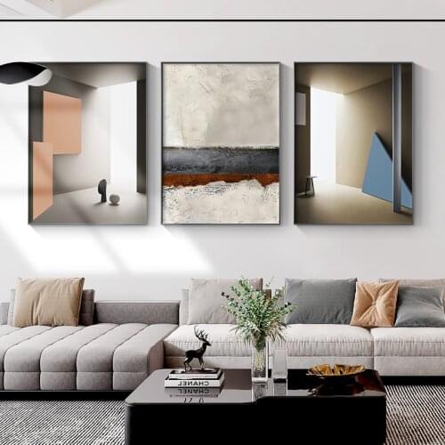 Modern Building Wall Art Nordic Abstract Canvas Poster Print Contemporary Art Wall Pictures for Gallery Living Room Decoration