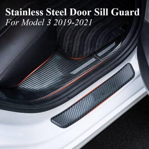 Car Door Sill Protector Stainless Steel Door Sill Guard Welcome Pedal for Tesla Model 3 2019-2021