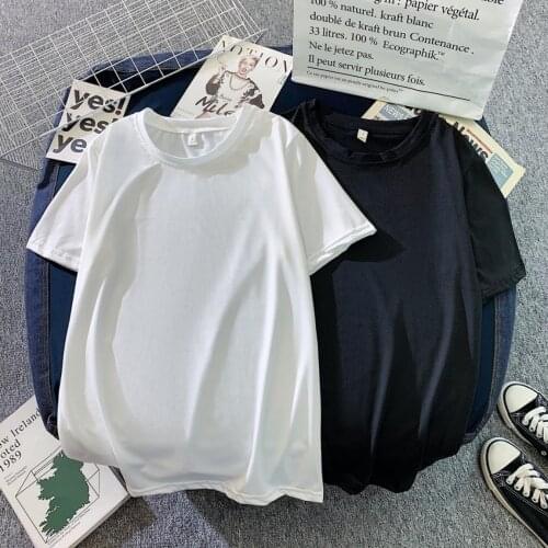 2021 Womens Solid Color Short-Sleeved T-shirt Summer Loose Casual Top All-Matching O Neck Elastic Tees Streetwear Tee Tshirts