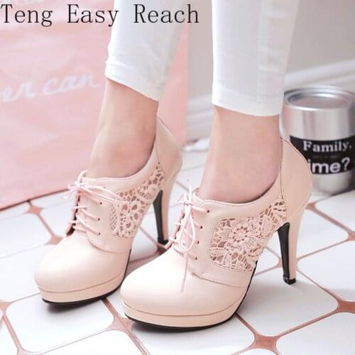 Pink White Heels Women Pumps Shoes Sexy Lace Up High Heels Shoes Platform Ladies Party Wedding Shoes Woman 2021 Spring 43