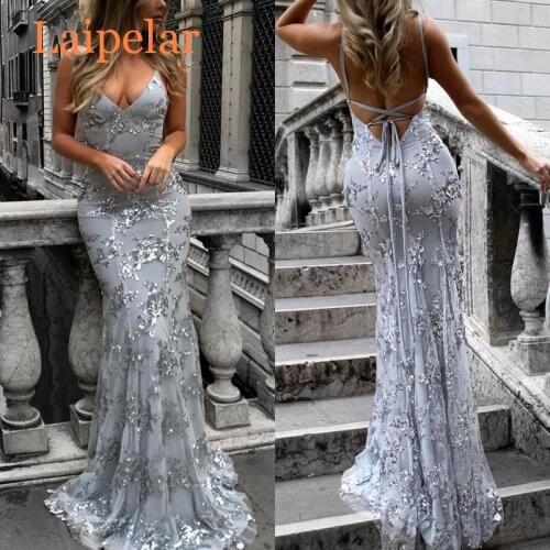 2019 Sequin Dress Women Lady Formal Sequin Wedding Bridesmaid Long Dresses Deep-V Party Dress Club Dress