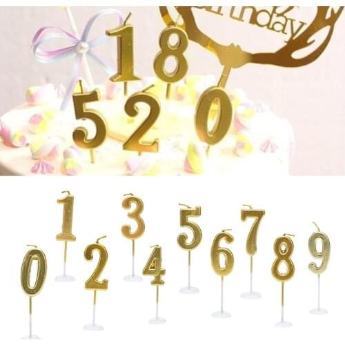 1 2 3 4 5 6 7 8 9 0 Number Birthday Candles Gold Sliver Kids Birthday Candles for Cake Party Supplies Decoration Cake Candles