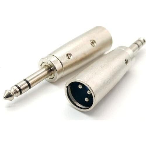 1 PCS TRS 1/4" 6.35mm Male to XLR 3 Pin Male Plug Socket Audio Adapter, Silver