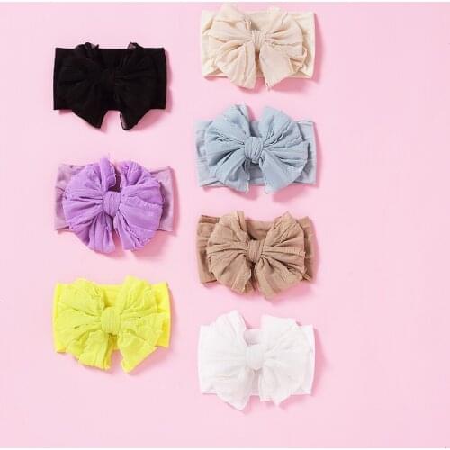 1Pc Baby Knit Lace Bow Headband Princess Hair Bands Winter Warm Kid Infant Headwear Children Hair Accessories Girls Headdress