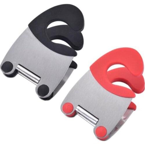1Pc Pot Clips Stainless Steel Red Black Household Tongs Pot Pan Spoon Holder Spatula Storage Rack Kitchen Cooking Tools