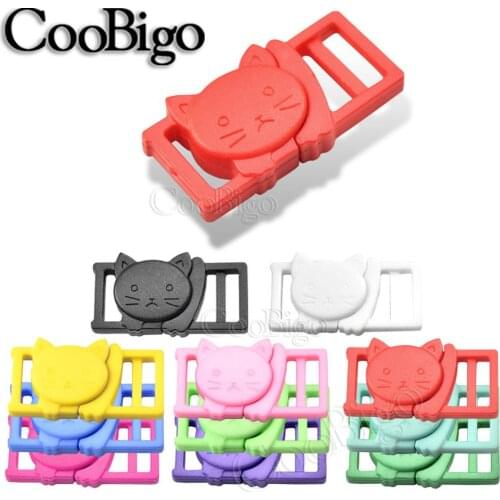 10pcs/pack 3/8" Cat-Head Plastic Safety Breakaway Side Release Buckles For Bra Cat Collar Paracord Webbing Garment Accessories