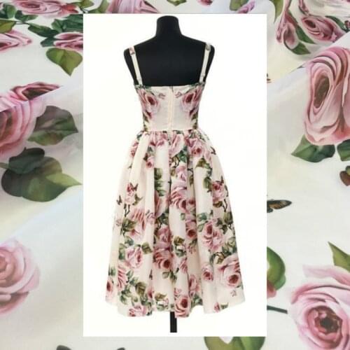 100% Polyester Rose Printed Organza Satin Fabric Satin for Dress Clothing Handmade DIY Fabrics Wholesale Cloth Per Meter