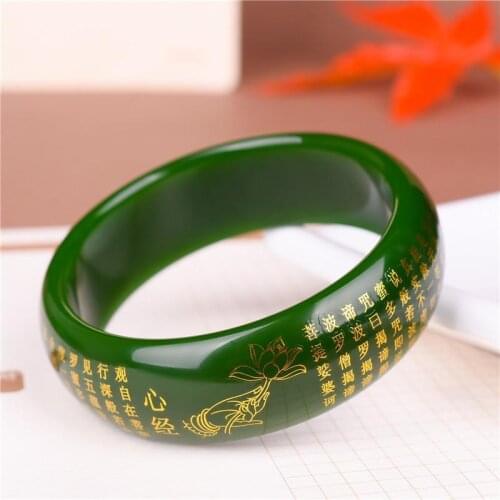 2021 Natural jade bangles for women handmade Heart Sutra and jade bracelet for women bracelets jade jewelry