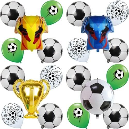 5pcs/lot Soccer Latex Balloons Football Shirt Club Sport Game Champion Trophy Fans Foil Ballon Boy Birthday Party Decoration Toy