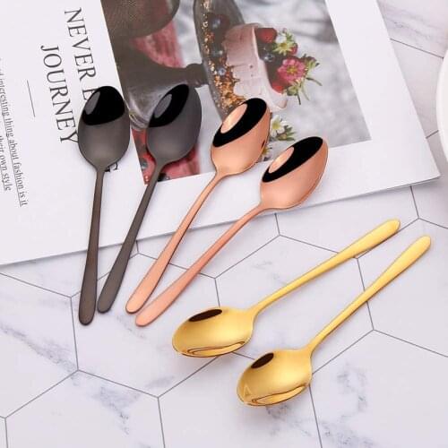 6Pcs Stainless Steel Coffee Spoon Dessert Spoon For Ice Cream Honey Tea Spoon Tableware Coffee Stirring Spoon Home Kitchen Tools