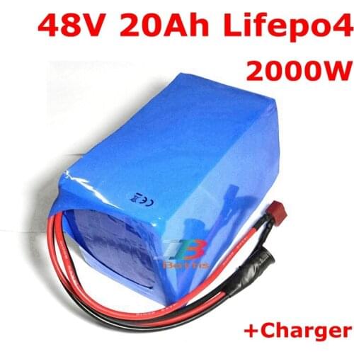 Great power 48v lifepo4 battery 48v 20ah use prismatic cell with 50A BMS lifepo4 batteries for electric bike 2000w 1500w motor