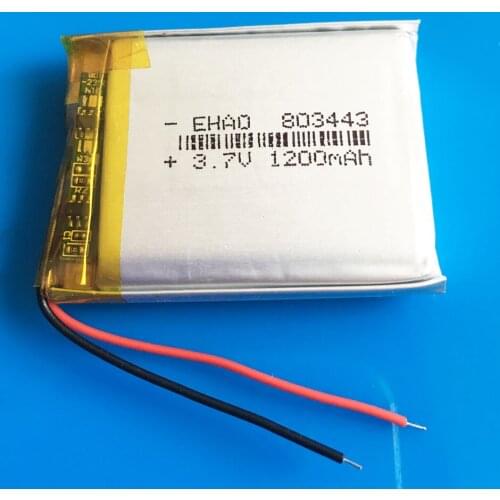 3.7V 1200mAh 803443 lipo polymer lithium rechargeable battery for MP3 GPS navigator DVD recorder headset e-book camera